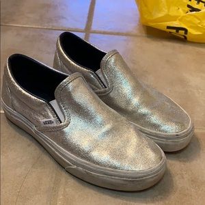 silver slip on vans